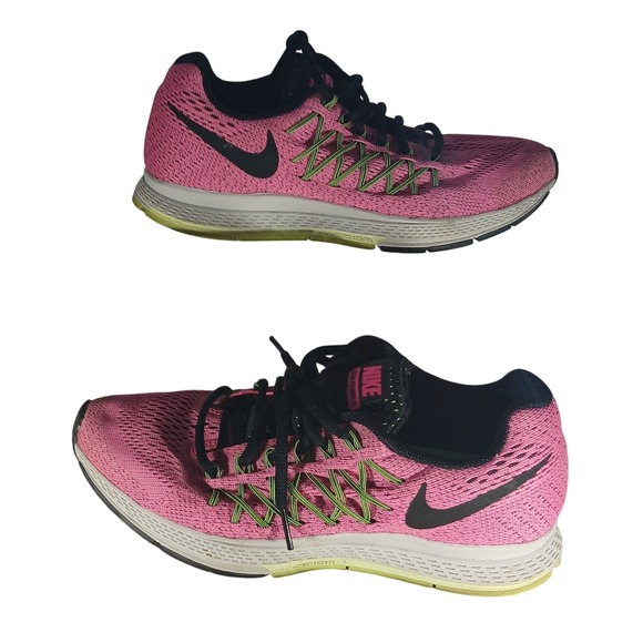 Nike Zoom Pegasus 32 Running Shoes Pink Black Lime Green Women's Size 7.5 - Picture 1 of 8
